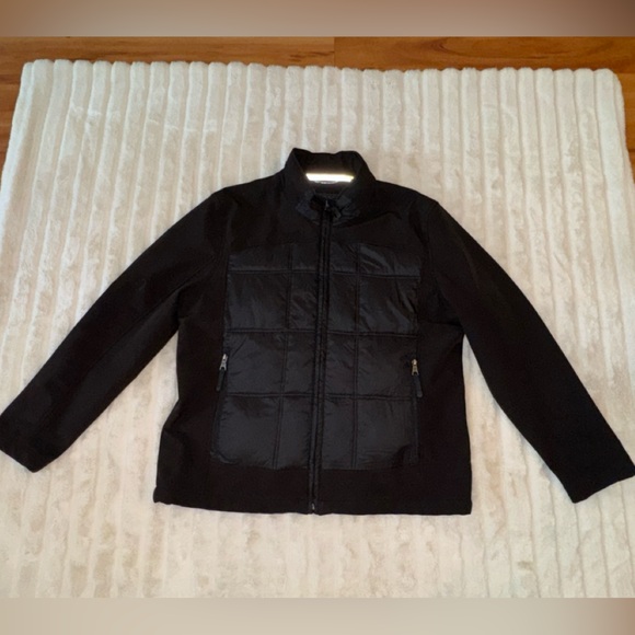 Guess quilted puffer Hybrid black coat soft shell zip pockets men’s XXL jacket - Picture 1 of 9